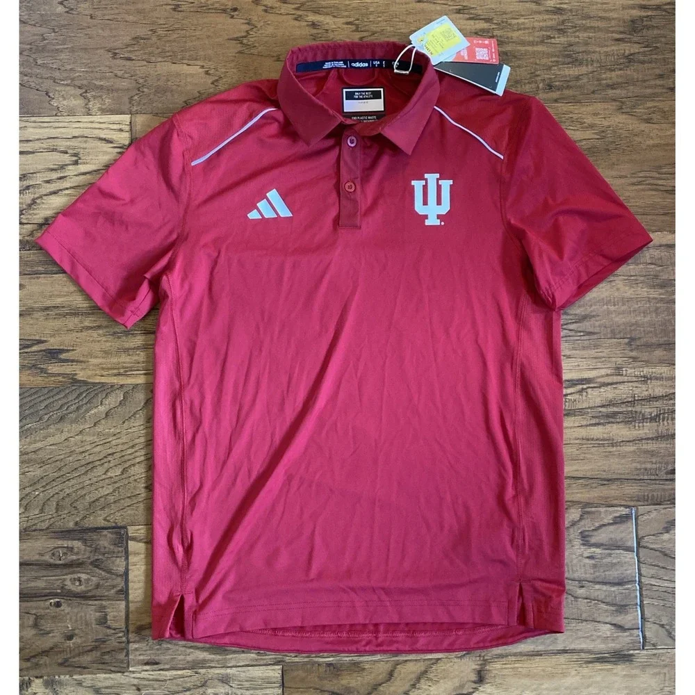Indiana Hoosiers Adidas Golf Polo Shirt Mens Small Red‎ Performance Stretch